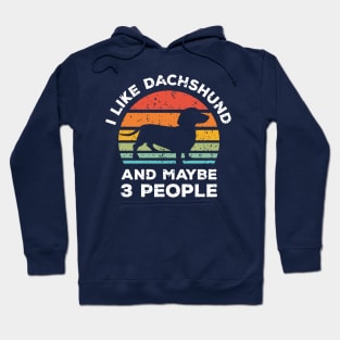 I Like Dachshund and Maybe 3 People, Retro Vintage Sunset with Style Old Grainy Grunge Texture Hoodie